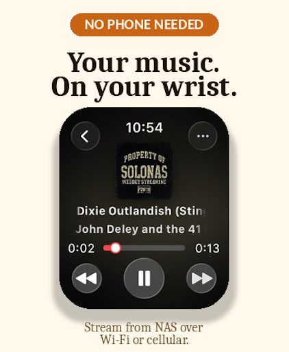 SOLONAS Apple Watch Now Playing screen